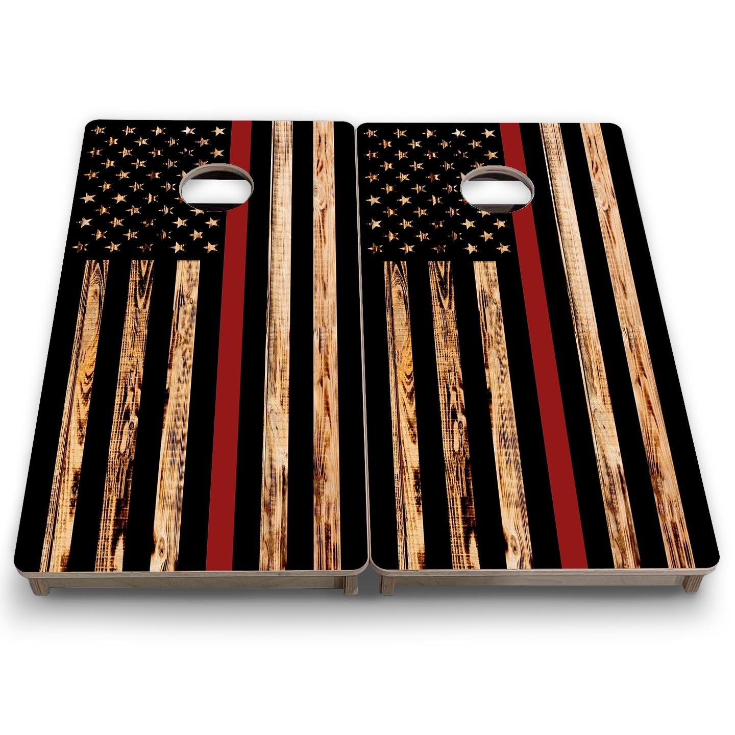 Red Line Burnt Flag - Mini or Vacation Size Cornhole Boards