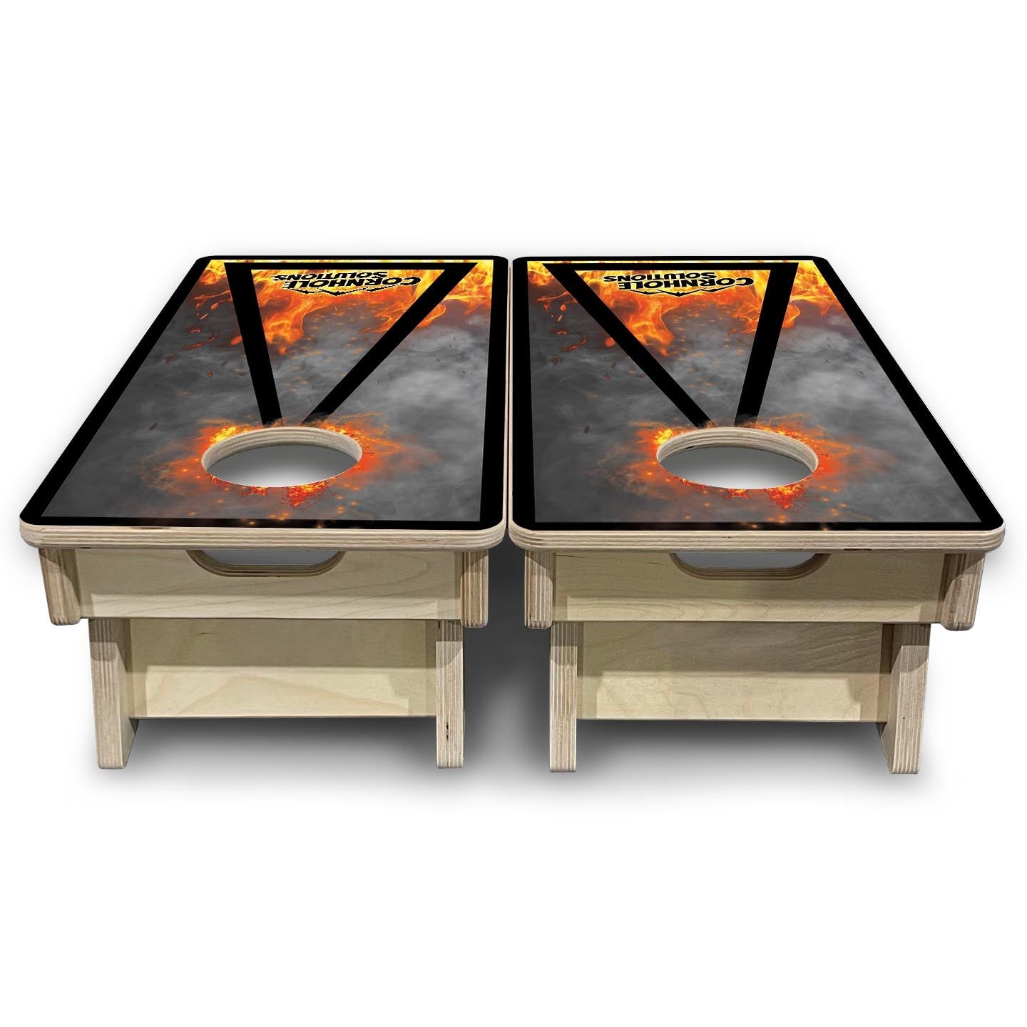 Fire Smoke Triangle - Mini Cornhole Board Set (12" x 24") with 8 Mini Bags