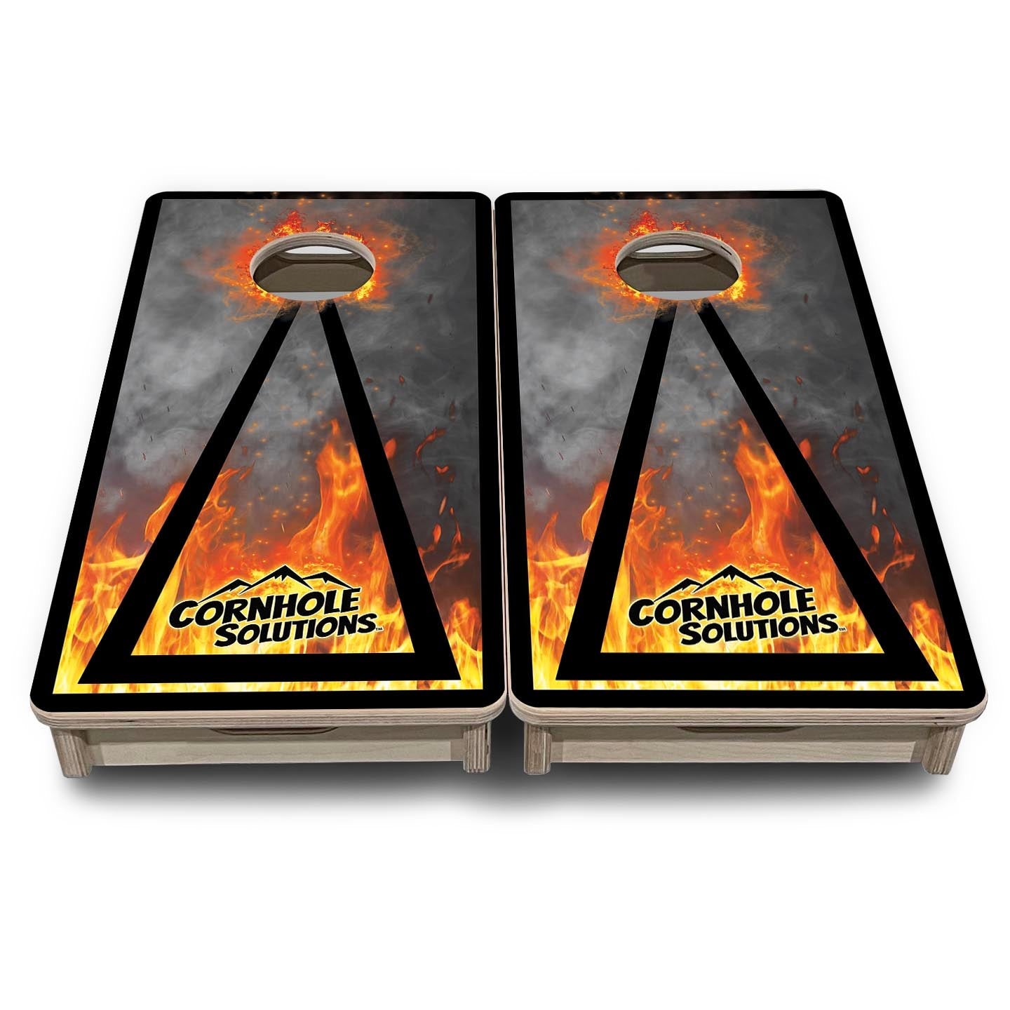 Fire Smoke Triangle - Mini Cornhole Board Set (12" x 24") with 8 Mini Bags
