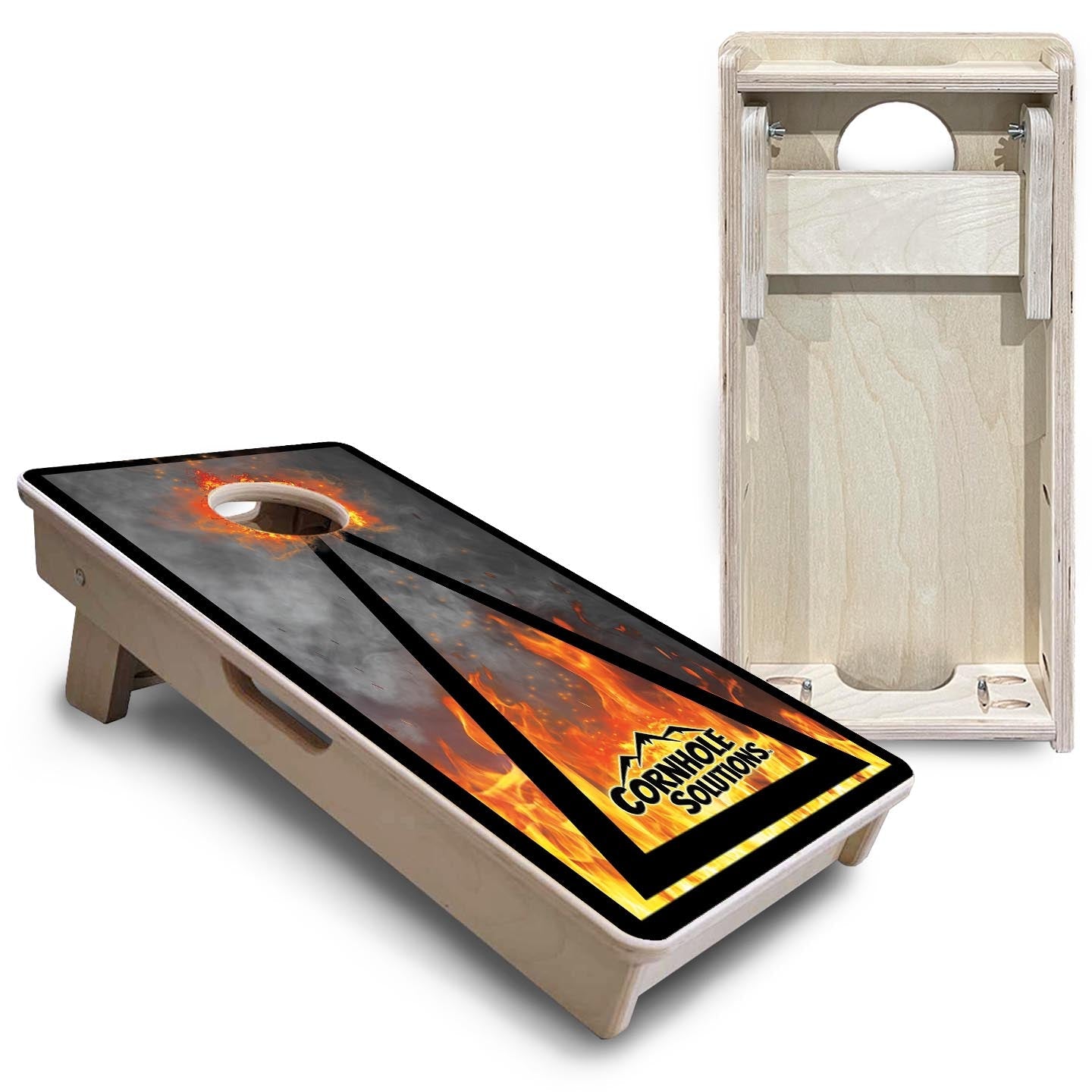 Fire Smoke Triangle - Mini Cornhole Board Set (12" x 24") with 8 Mini Bags