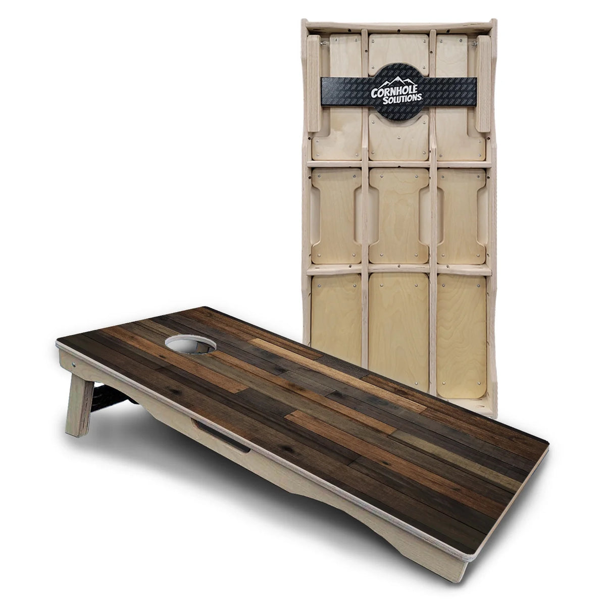 Rustic Mixed Woodgrain Cornhole Boards – Pro Lite or Pro Elite
