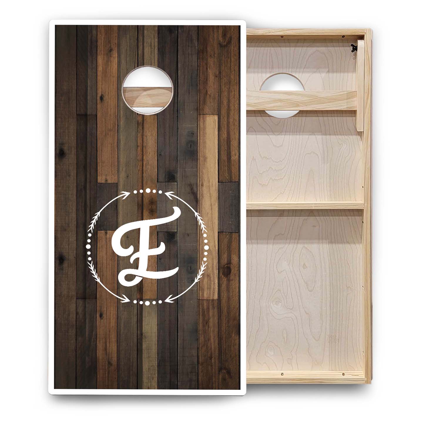 Wood Wreath Letter Cornhole Boards - Backyard Series