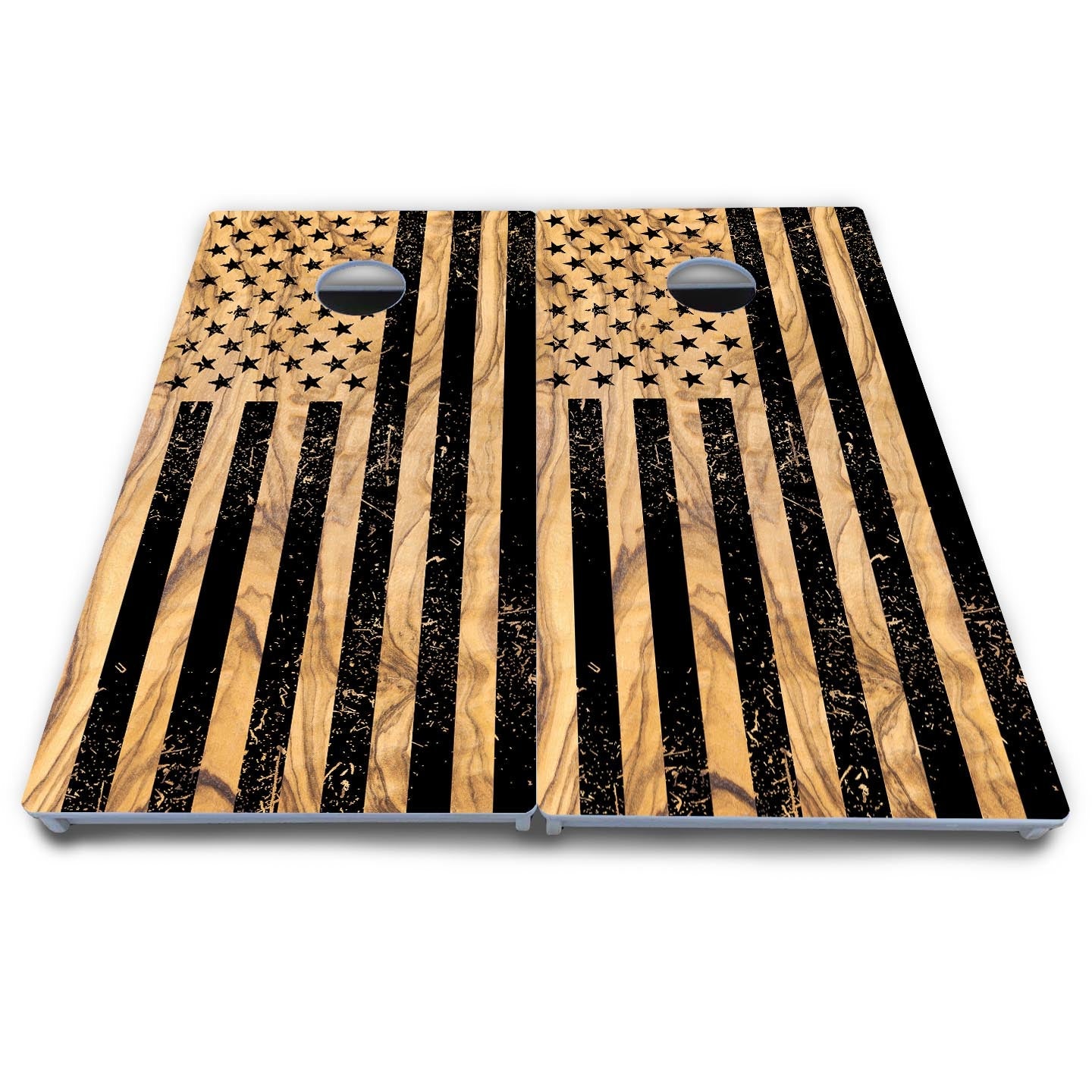 Light Wood Flag Cornhole Boards - All Weather Series