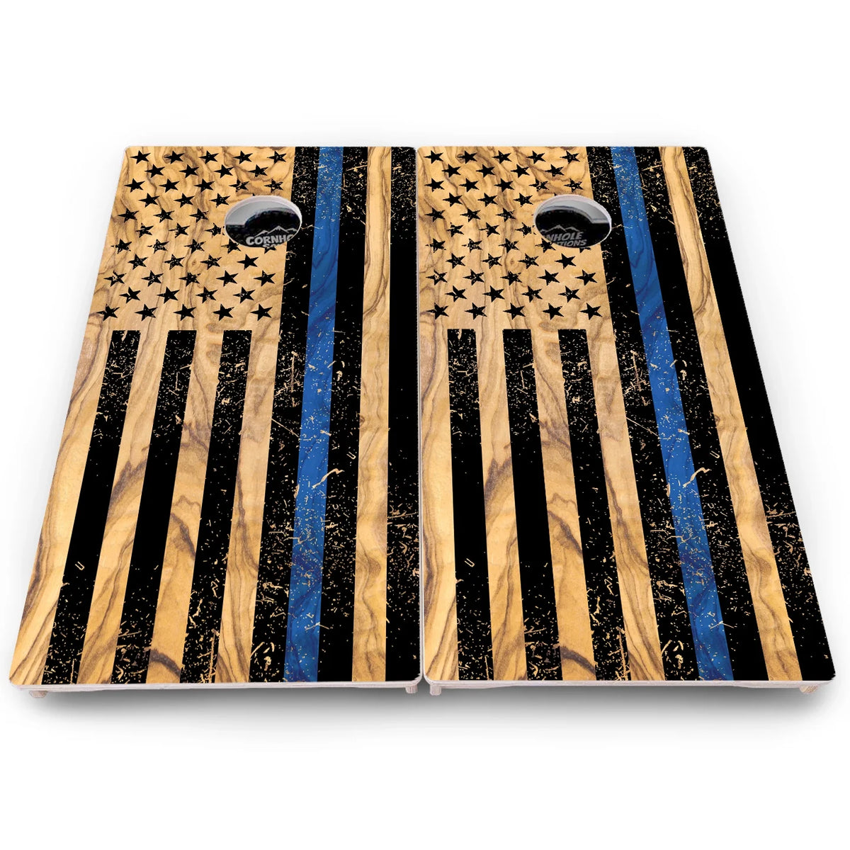 Black Woodgrain Flag Cornhole Boards – Pro Lite or Pro Elite