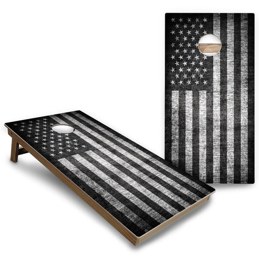 B&W Flag Cornhole Boards - Backyard Series