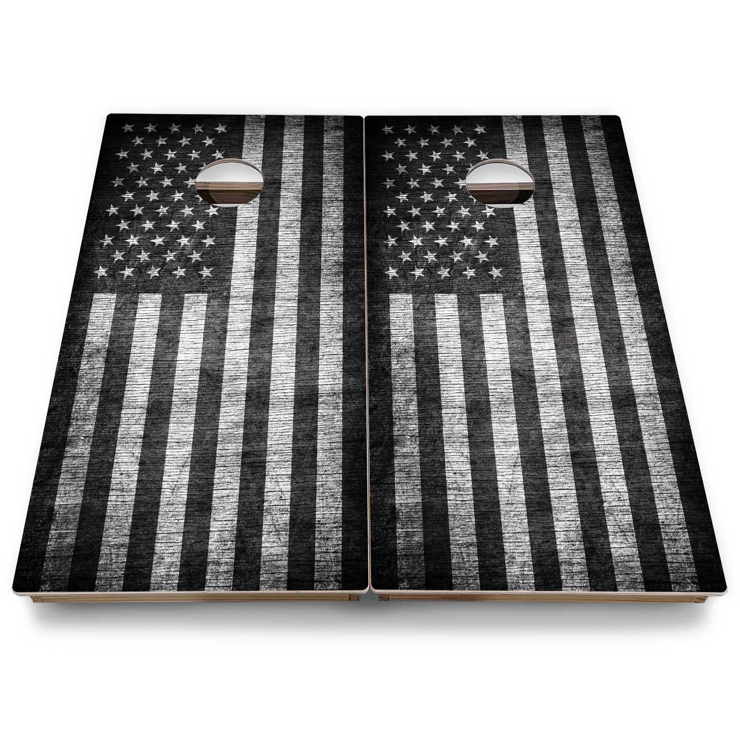 B&W Flag Cornhole Boards - Backyard Series