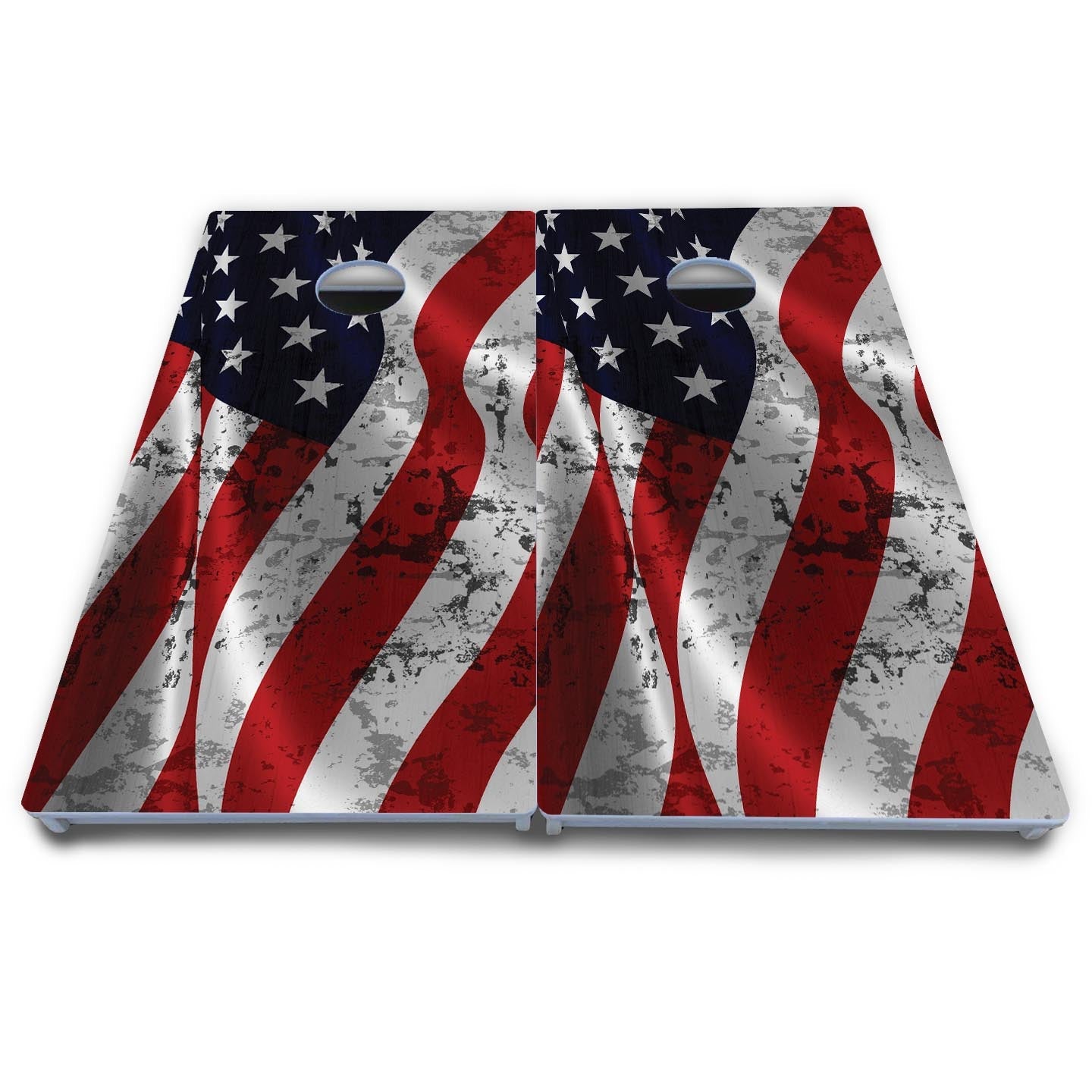 Wavy Distressed Flag Cornhole Boards - All Weather Series