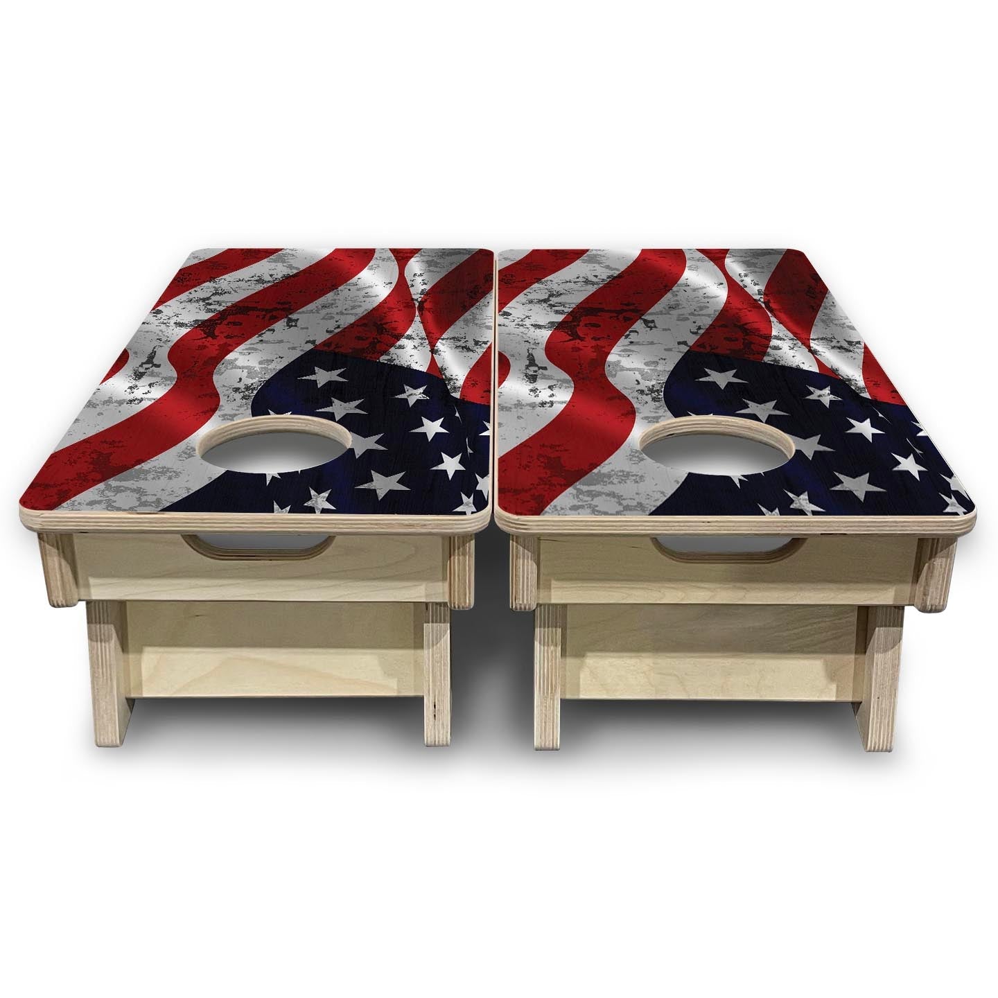 Wavy Distressed Flag - Mini or Vacation Size Cornhole Boards
