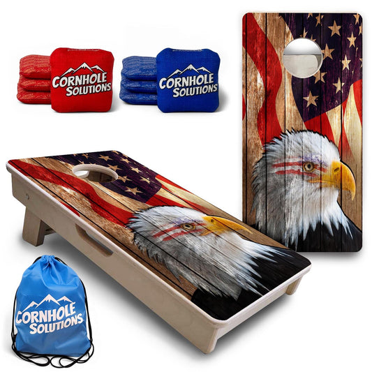 Wooden Eagle Flag - Mini or Vacation Size Cornhole Boards