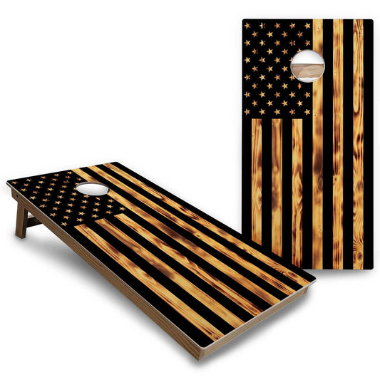 Burnt Flag Cornhole Boards - Backyard Series