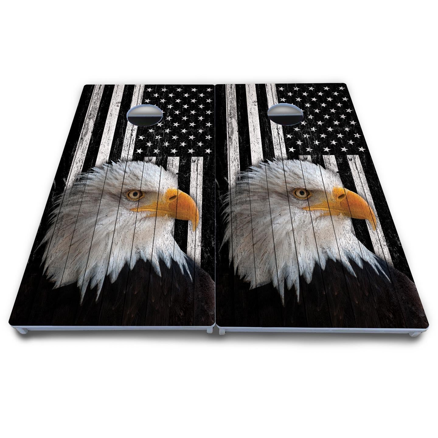 Black & White Eagle Flag Cornhole Boards - All Weather Series