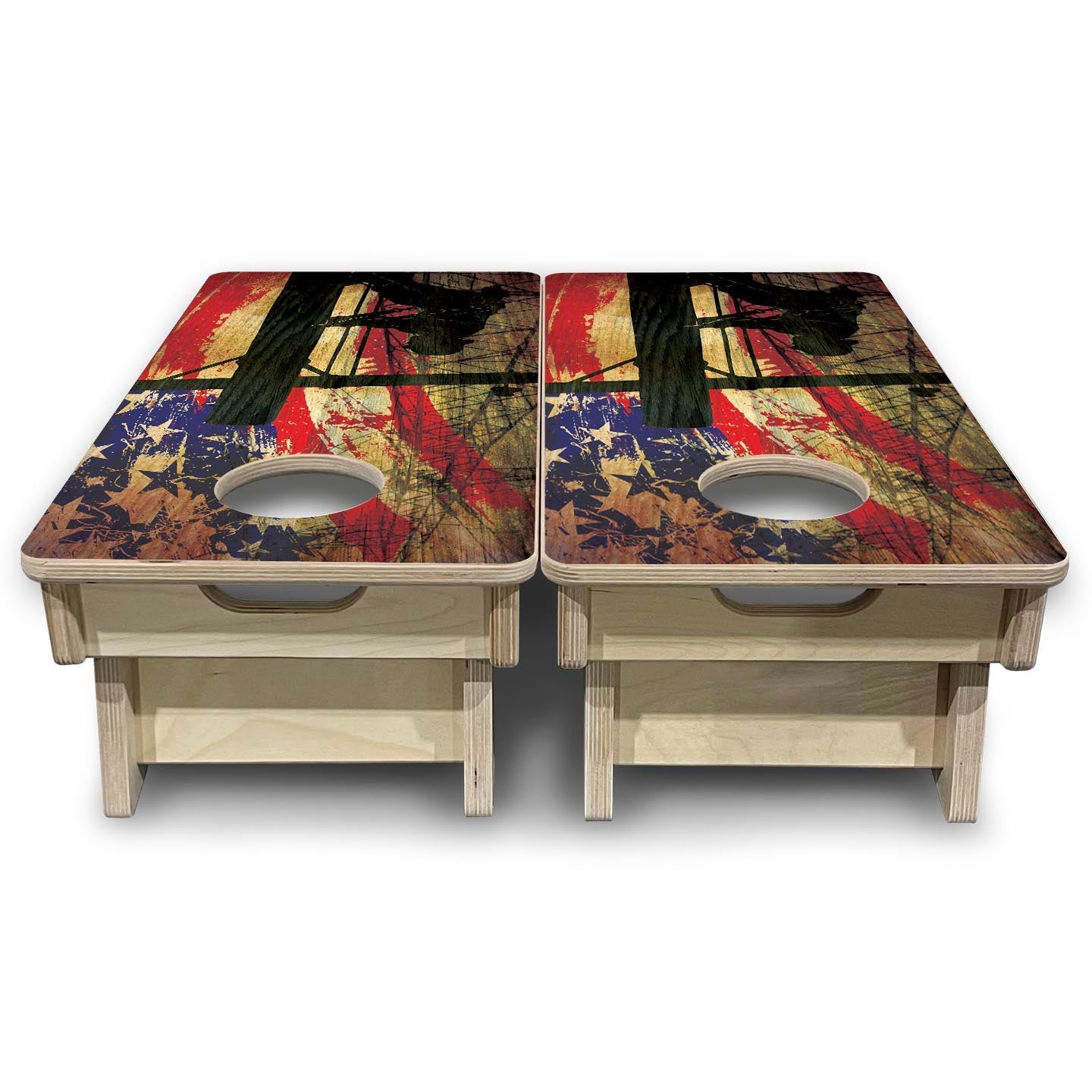 Faded Lineman Flag - Mini or Vacation Size Cornhole Boards
