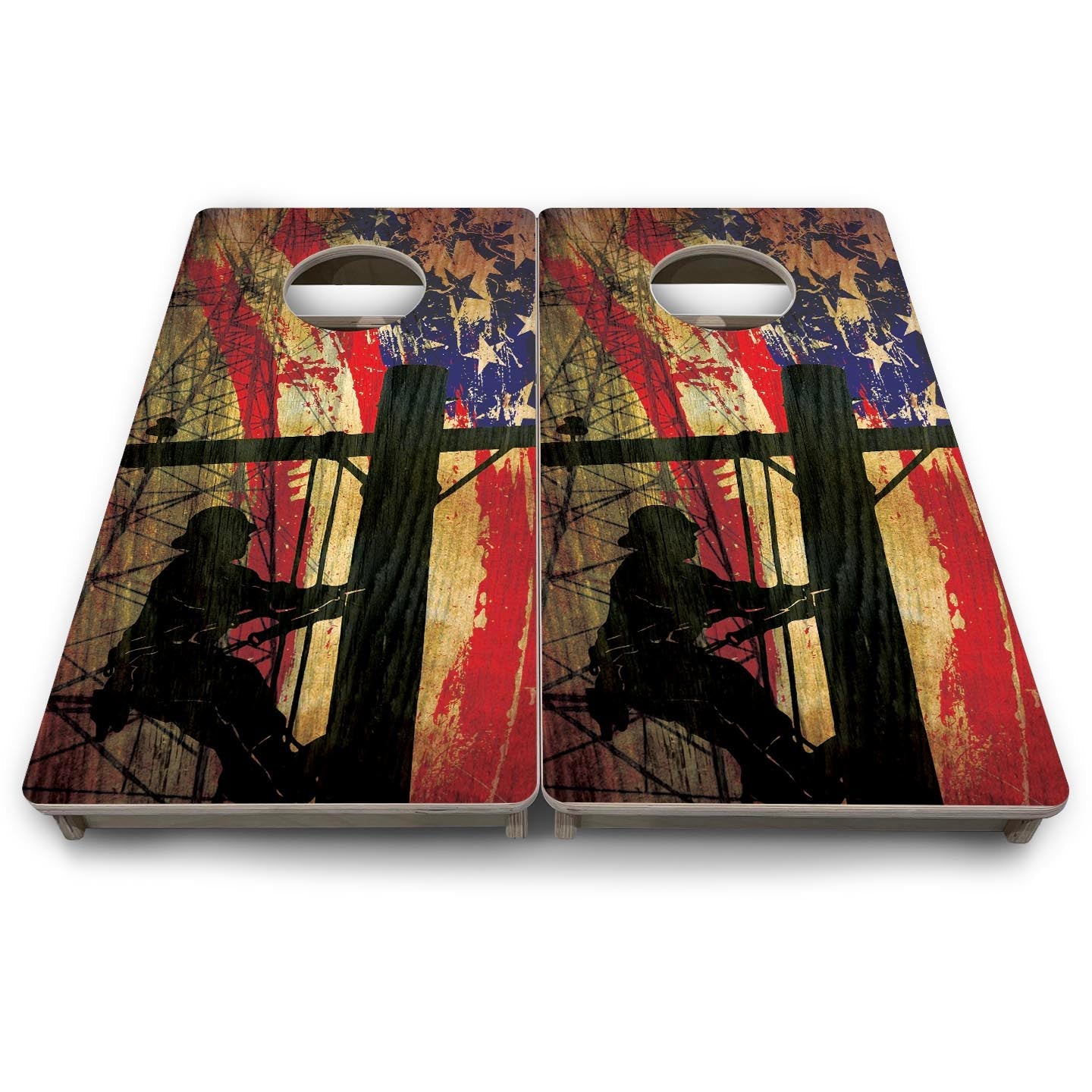 Faded Lineman Flag - Mini or Vacation Size Cornhole Boards