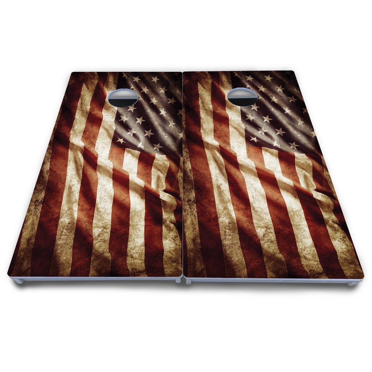 Rustic Wavy Flag Cornhole Boards - All Weather Series