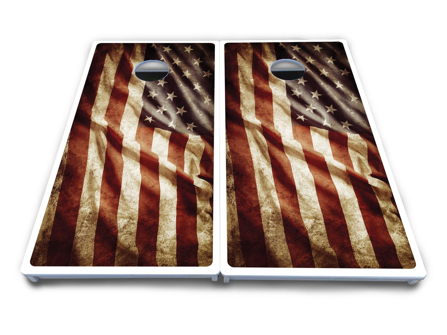 Rustic Wavy Flag Cornhole Boards - All Weather Series