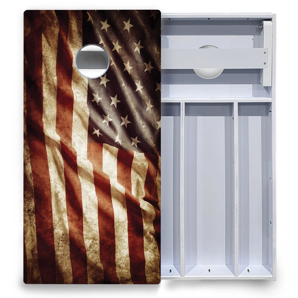 Rustic Wavy Flag Cornhole Boards - All Weather Series