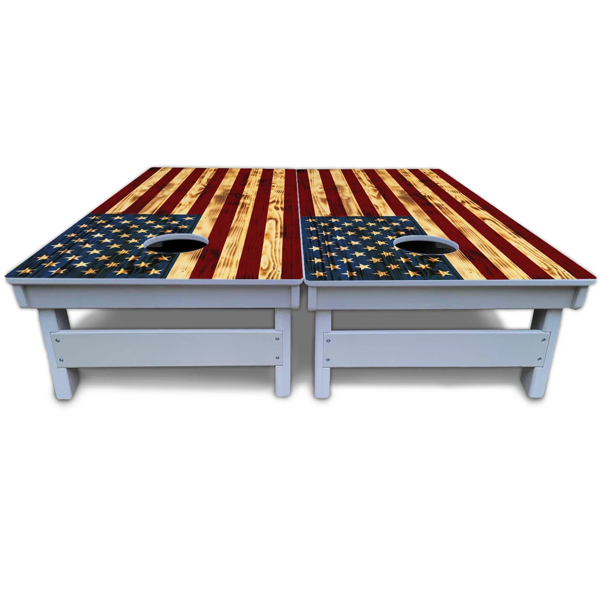 Burnt Colorful Rustic Flag Cornhole Boards - All Weather Series
