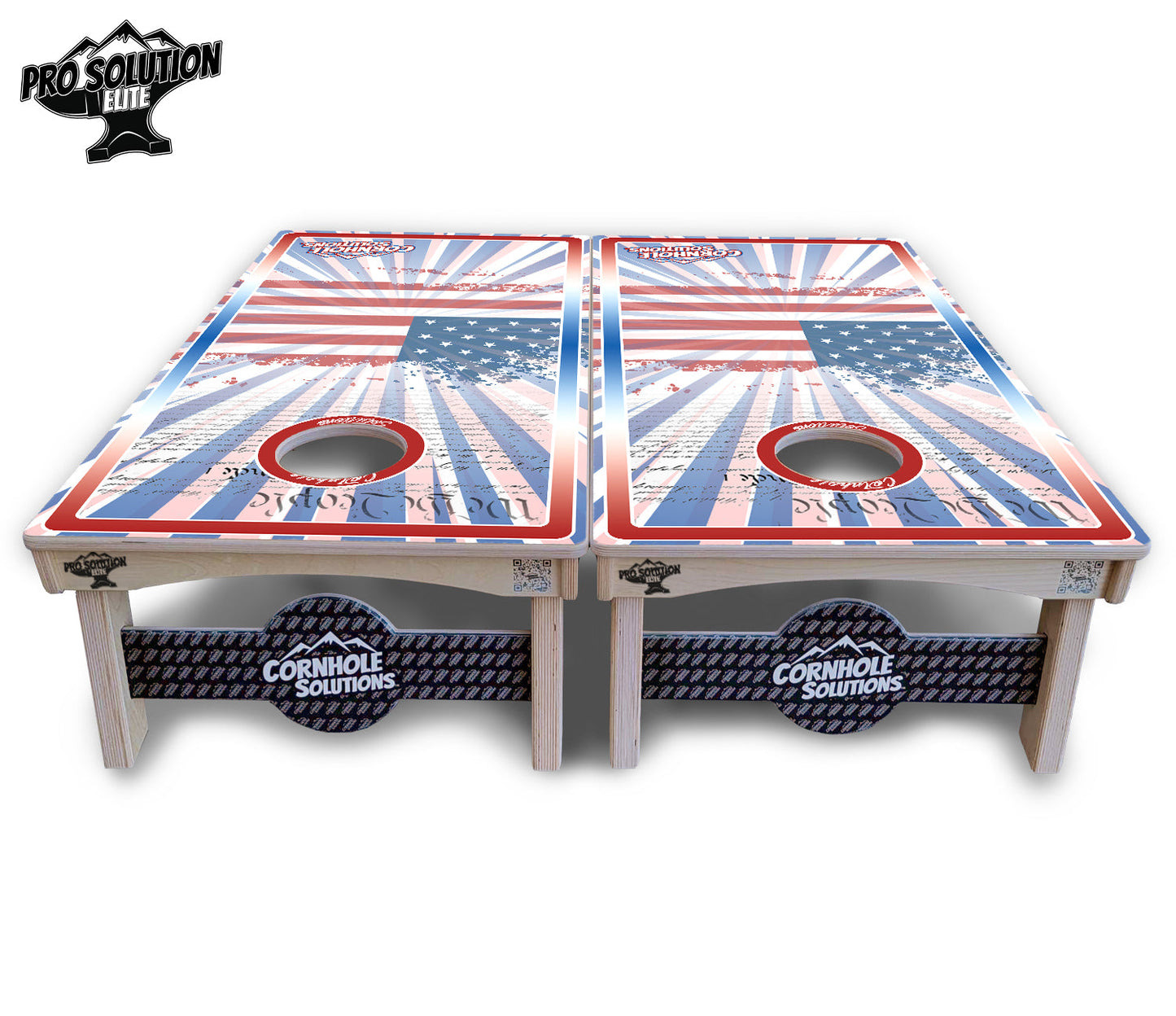 Patriotic Sunburst Cornhole Boards - Pro Solution Elite Series