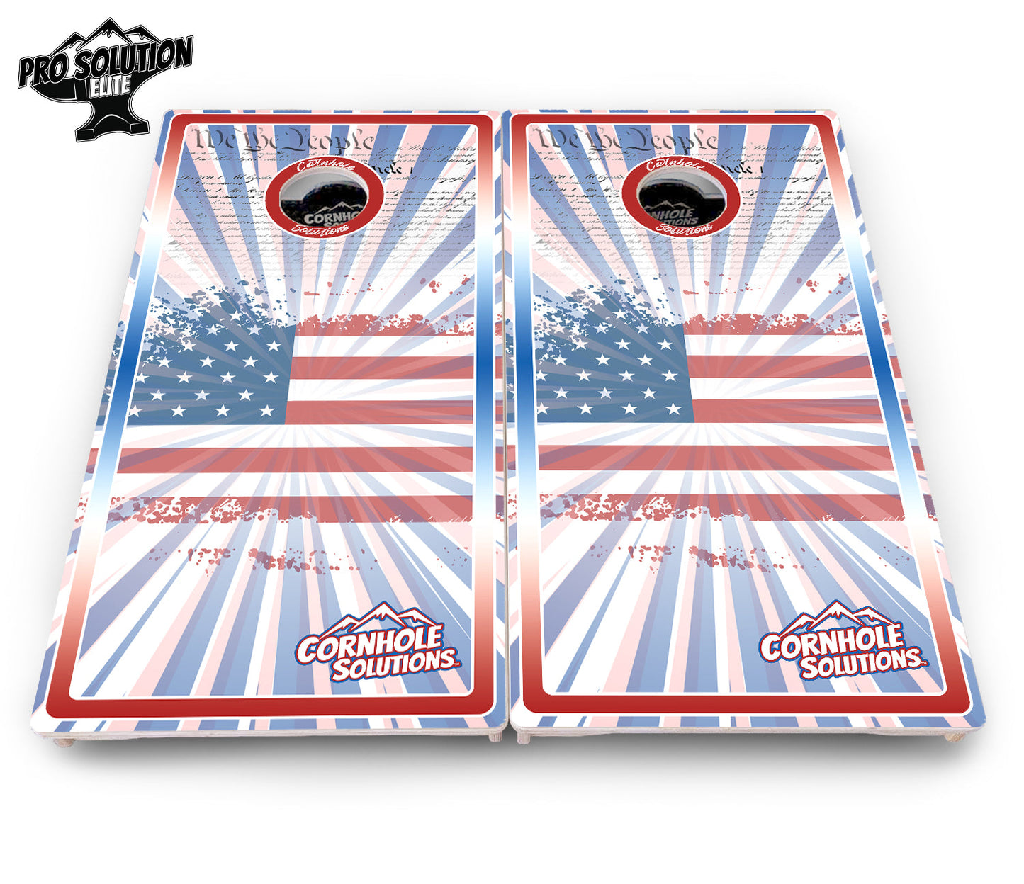 Patriotic Sunburst Cornhole Boards - Pro Solution Elite Series