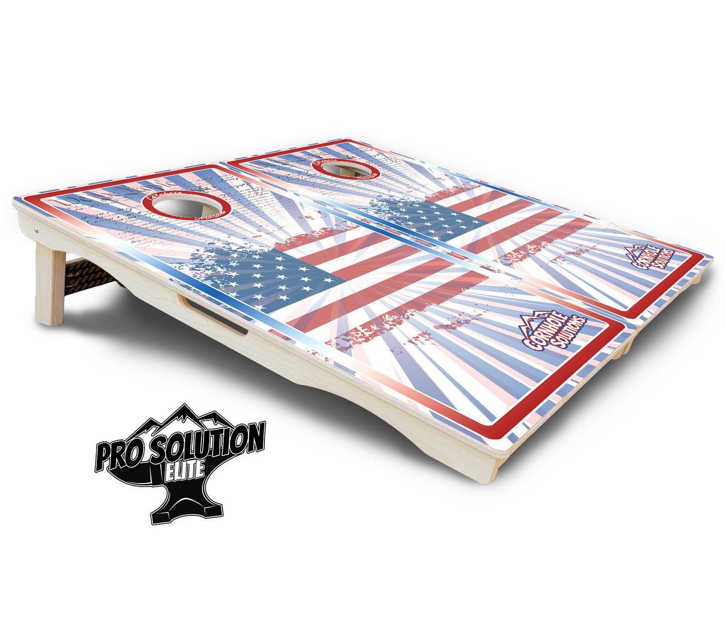 Patriotic Sunburst Cornhole Boards - Pro Solution Elite Series