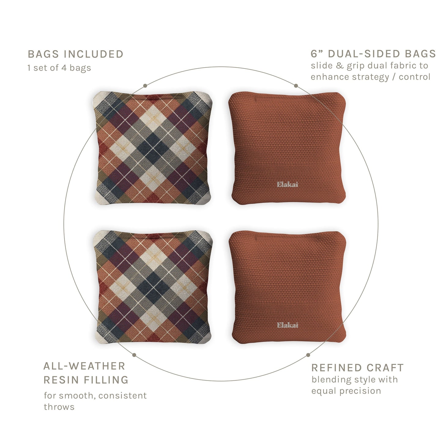 6-in Dual-Sided Cornhole Bags | Plaid Collection