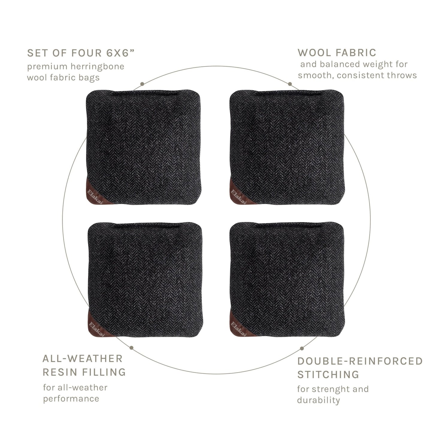 6-in Herringbone Cornhole Bags | Premium All-Weather Collection