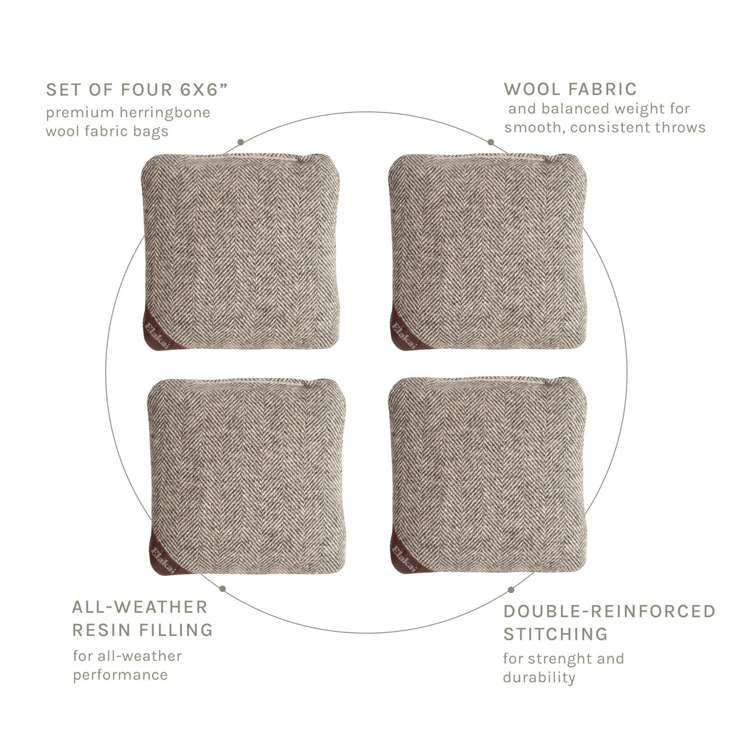 6-in Herringbone Cornhole Bags | Premium All-Weather Collection