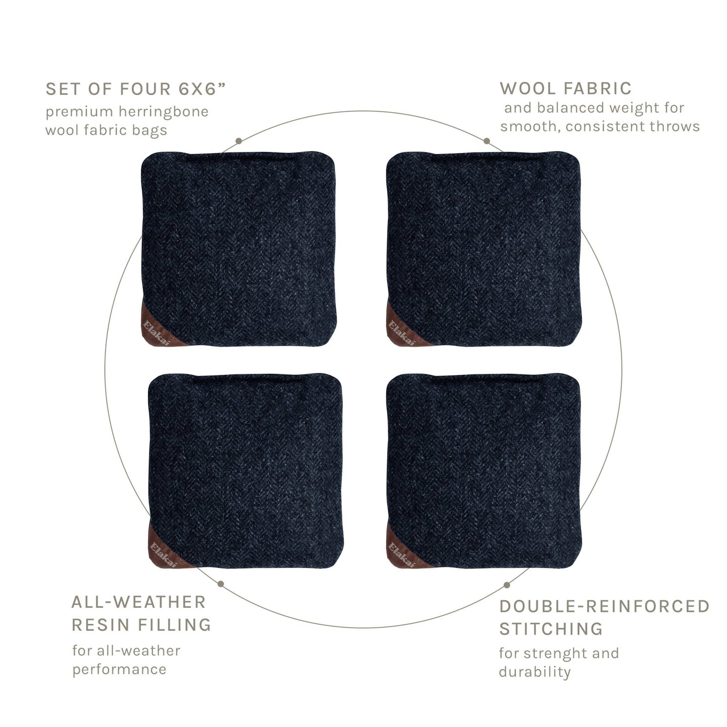 6-in Herringbone Cornhole Bags | Premium All-Weather Collection