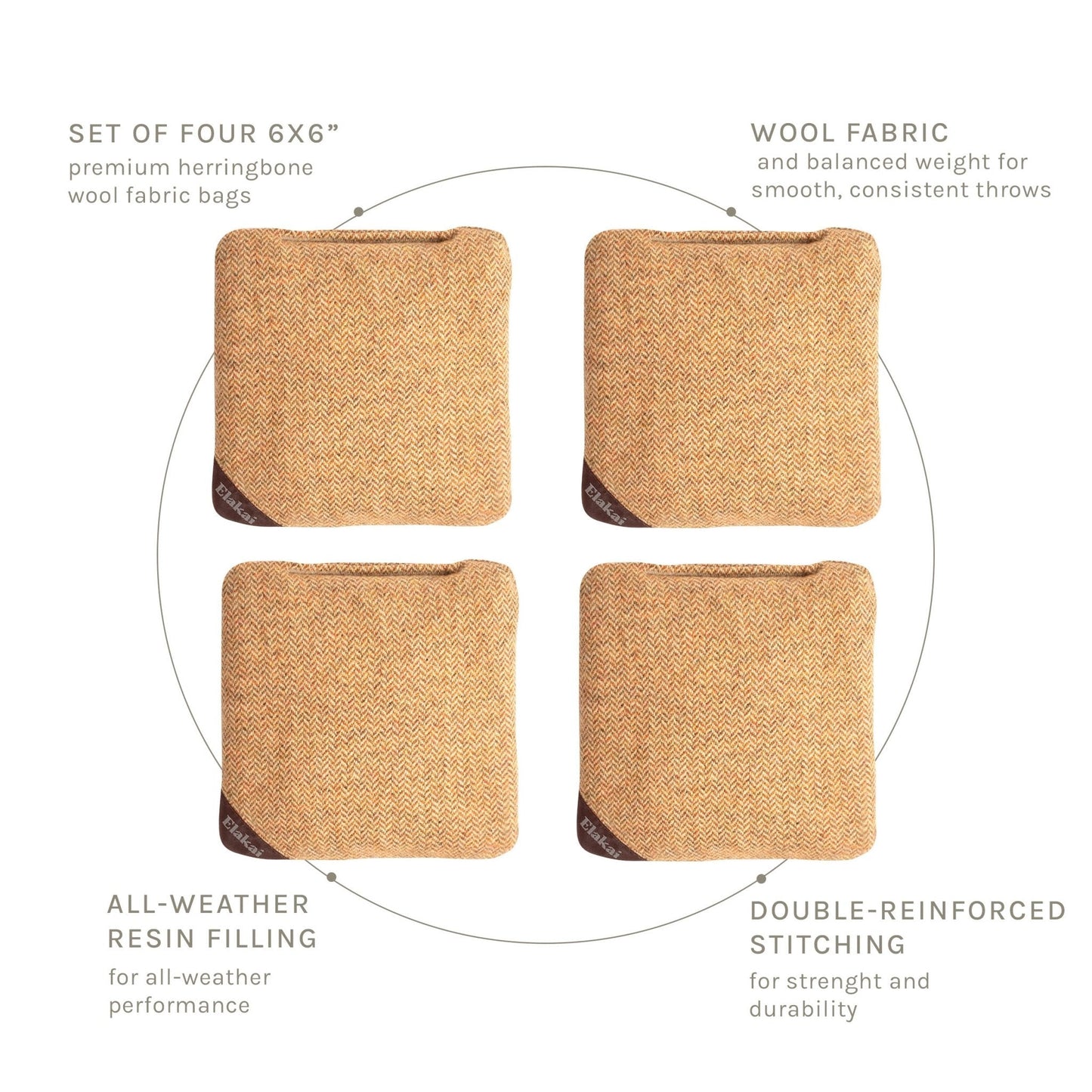 6-in Herringbone Cornhole Bags | Premium All-Weather Collection