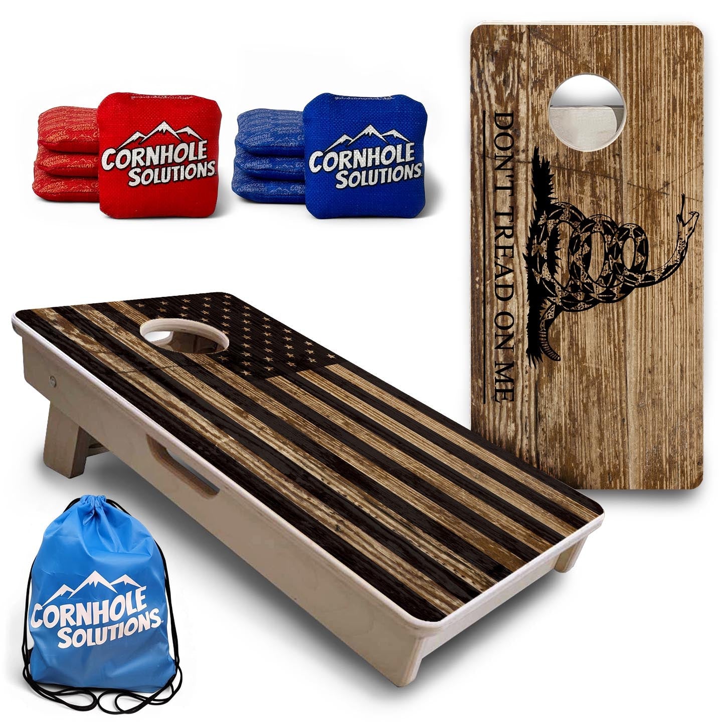 Wood DTOM & Wood Flag - Mini or Vacation Size Cornhole Boards