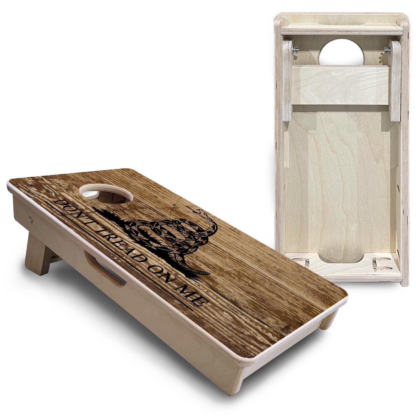 Wood DTOM & Wood Flag - Mini or Vacation Size Cornhole Boards