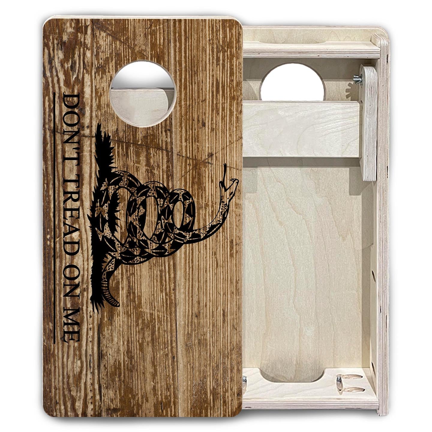 Wood DTOM & Wood Flag - Mini or Vacation Size Cornhole Boards
