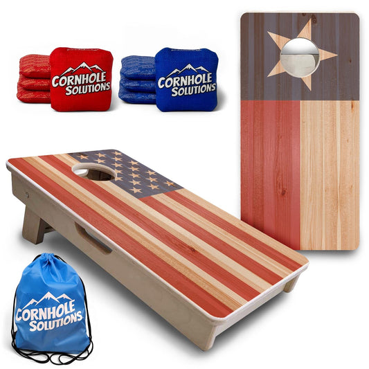 Faded Texas & USA Flag - Mini or Vacation Size Cornhole Boards