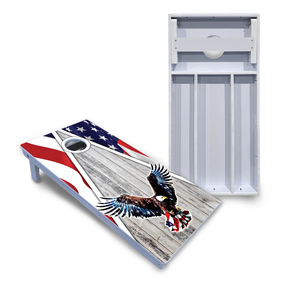 Eagle Triangle Whitewash Cornhole Boards - All Weather Series