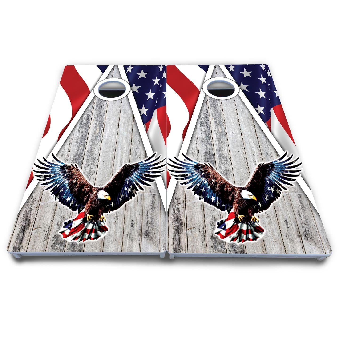 Eagle Triangle Whitewash Cornhole Boards - All Weather Series