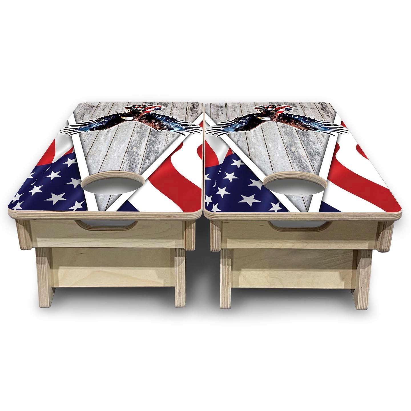 Eagle Triangle Whitewash - Mini or Vacation Size Cornhole Boards