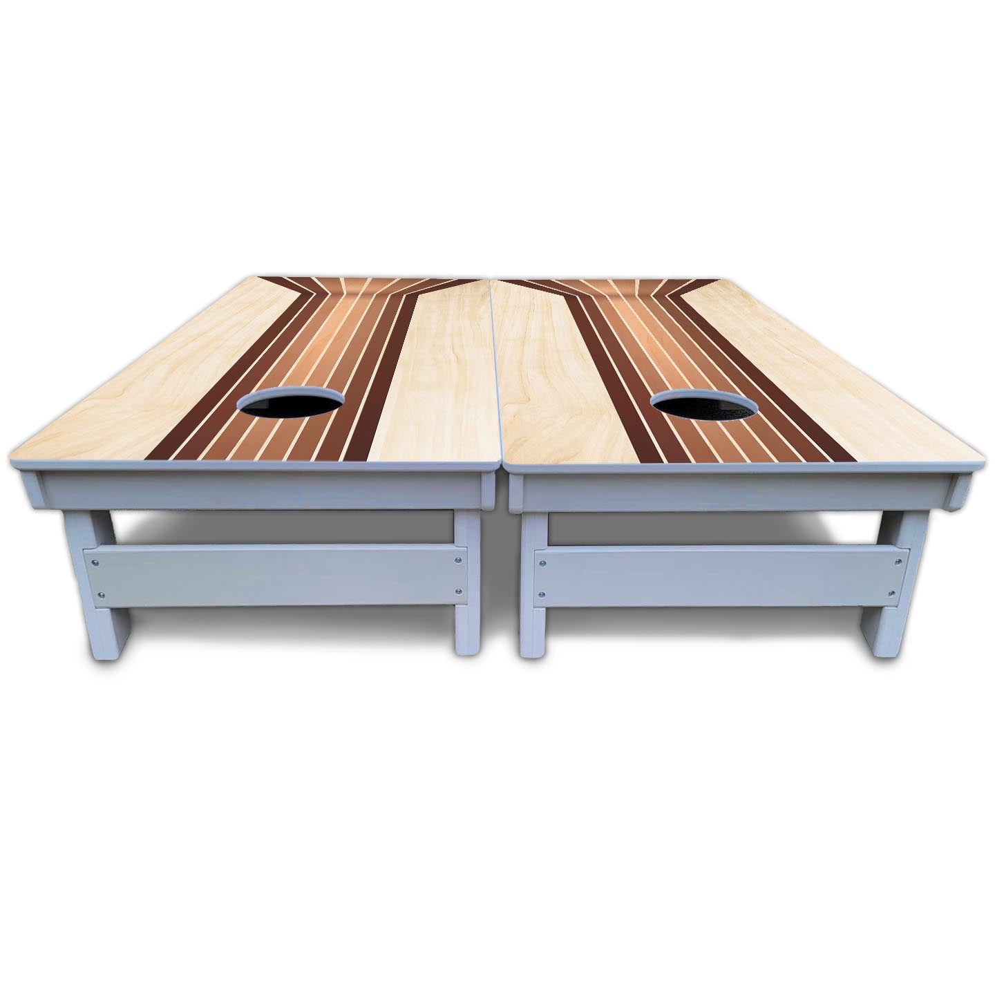Retro Wood Lines Cornhole Boards - All Weather Series
