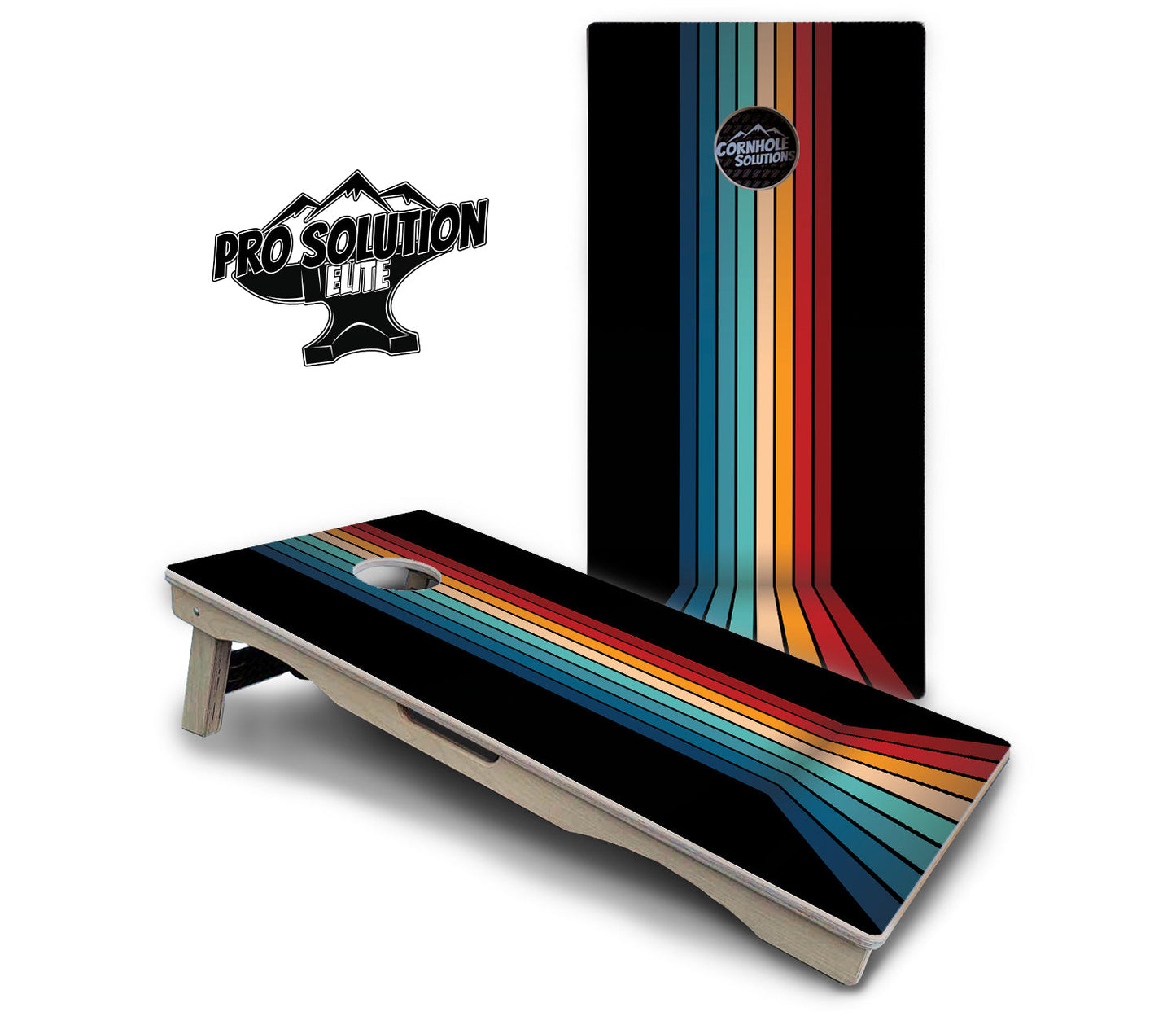 Retro Color Stripes Cornhole Boards - Pro Solution Elite Series