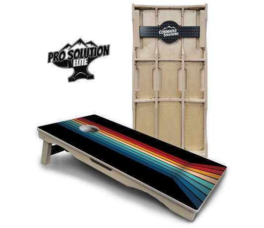 Retro Color Stripes Cornhole Boards - Pro Solution Elite Series