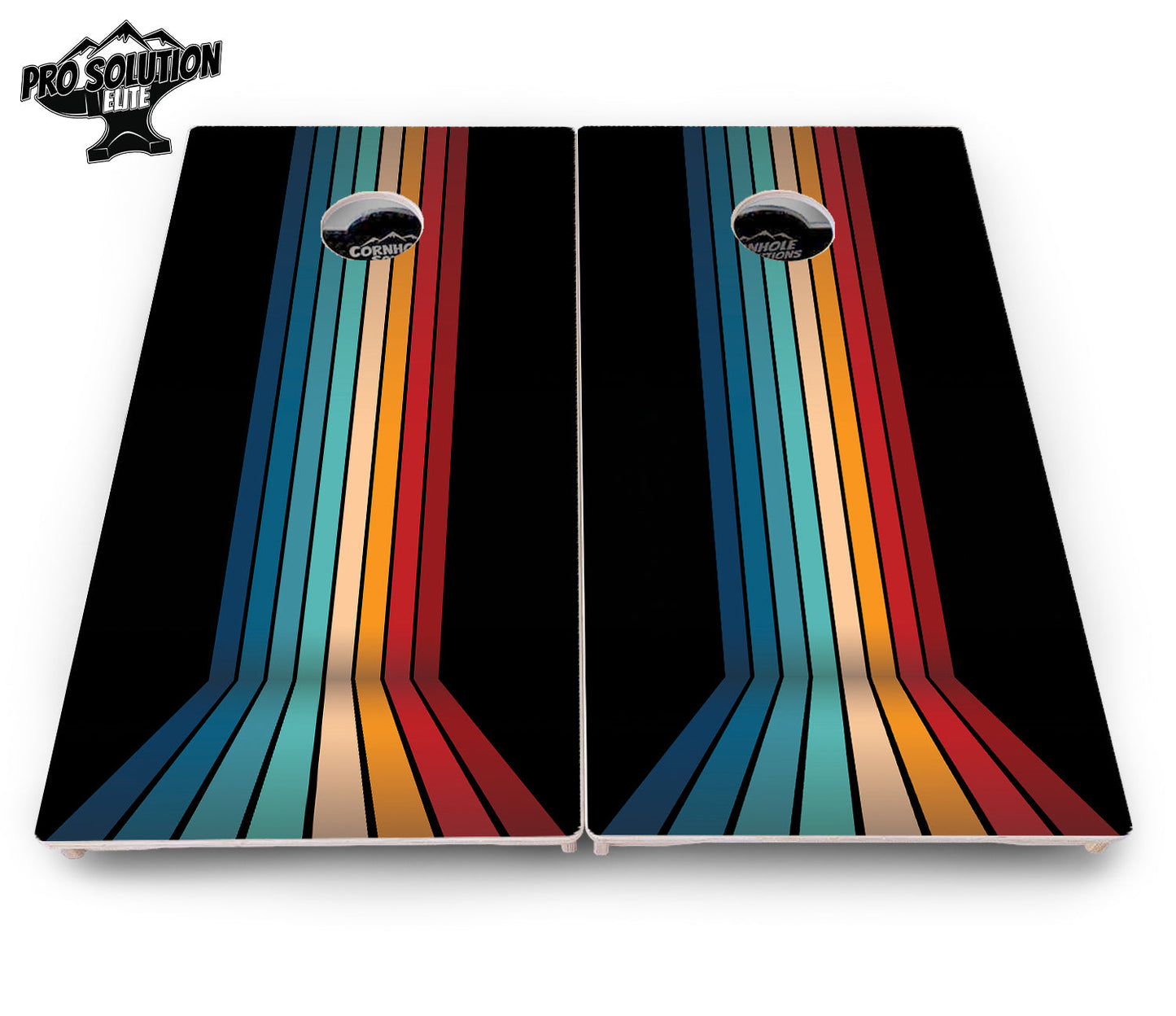 Retro Color Stripes Cornhole Boards - Pro Solution Elite Series