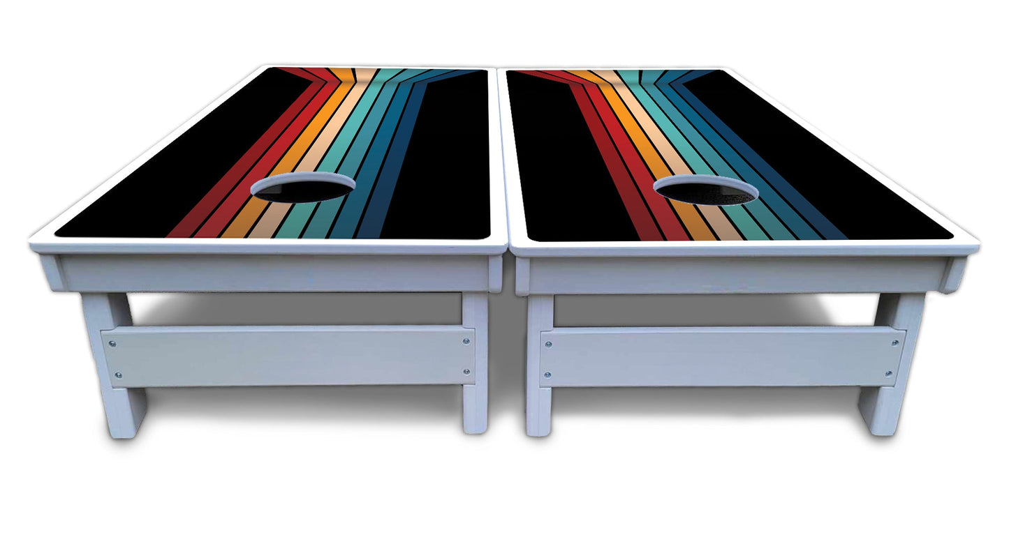 Retro Colorful Stripes Cornhole Boards - All Weather Series