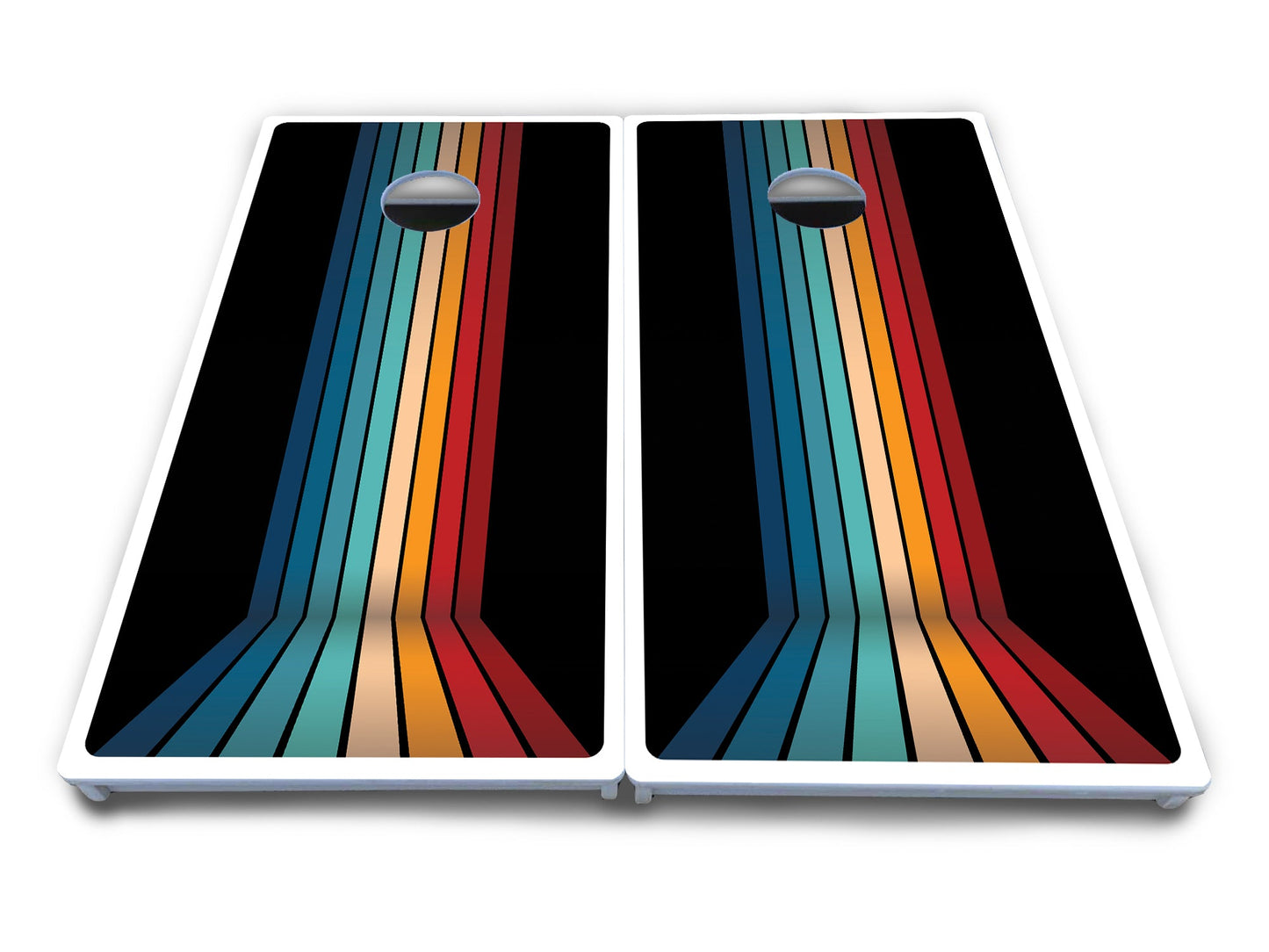 Retro Colorful Stripes Cornhole Boards - All Weather Series