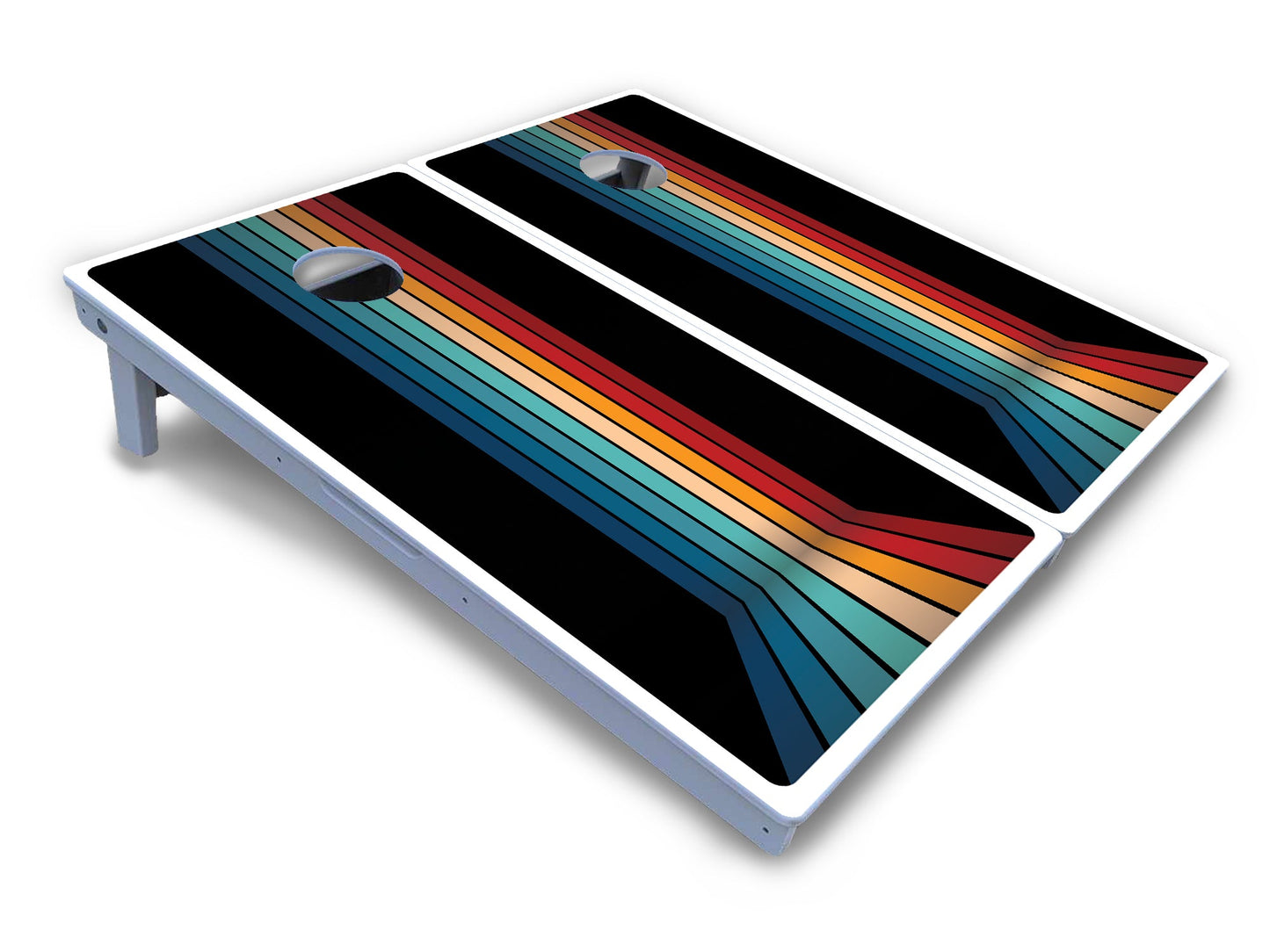 Retro Colorful Stripes Cornhole Boards - All Weather Series