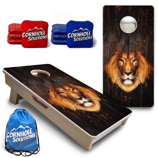 Lion Dark Burnt Wood - Mini or Vacation Size Cornhole Boards