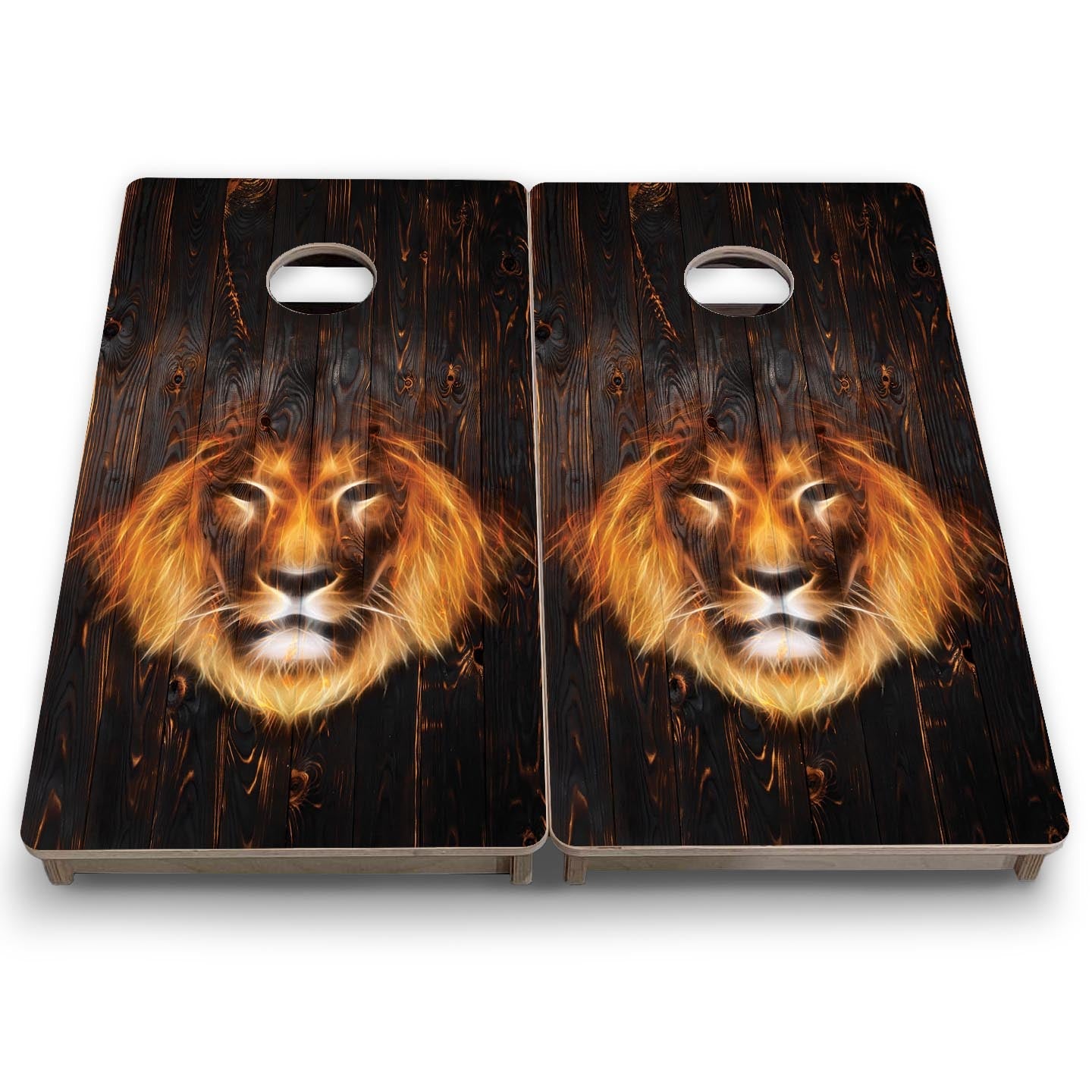 Lion Dark Burnt Wood - Mini or Vacation Size Cornhole Boards