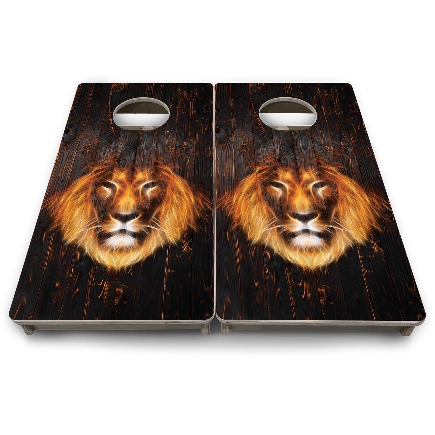 Lion Dark Burnt Wood - Mini or Vacation Size Cornhole Boards
