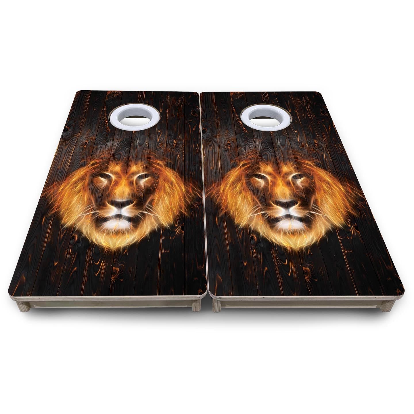 Lion Dark Burnt Wood - Mini or Vacation Size Cornhole Boards