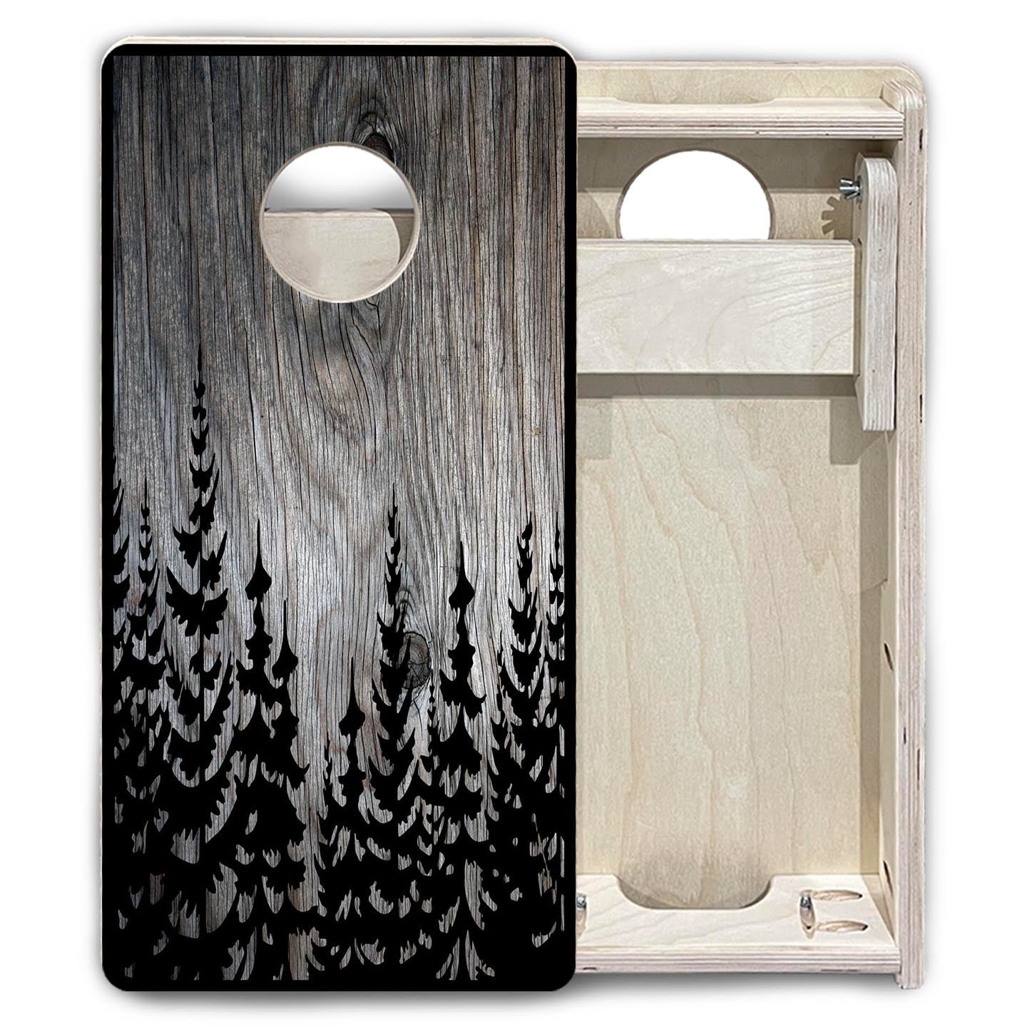 Grey Pine Trees - Mini or Vacation Size Cornhole Boards