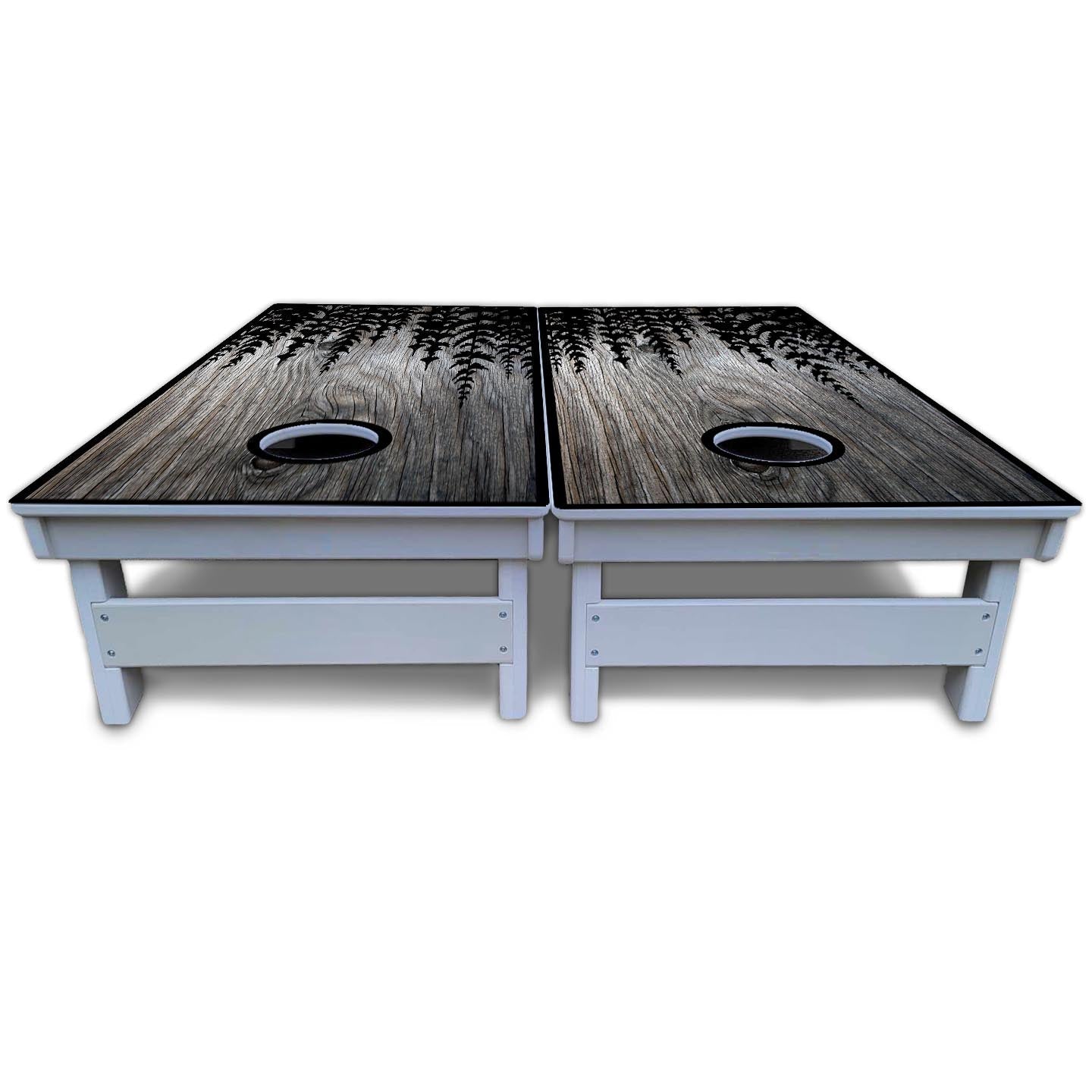 Greyscale Pine Trees Cornhole Boards - All Weather Series