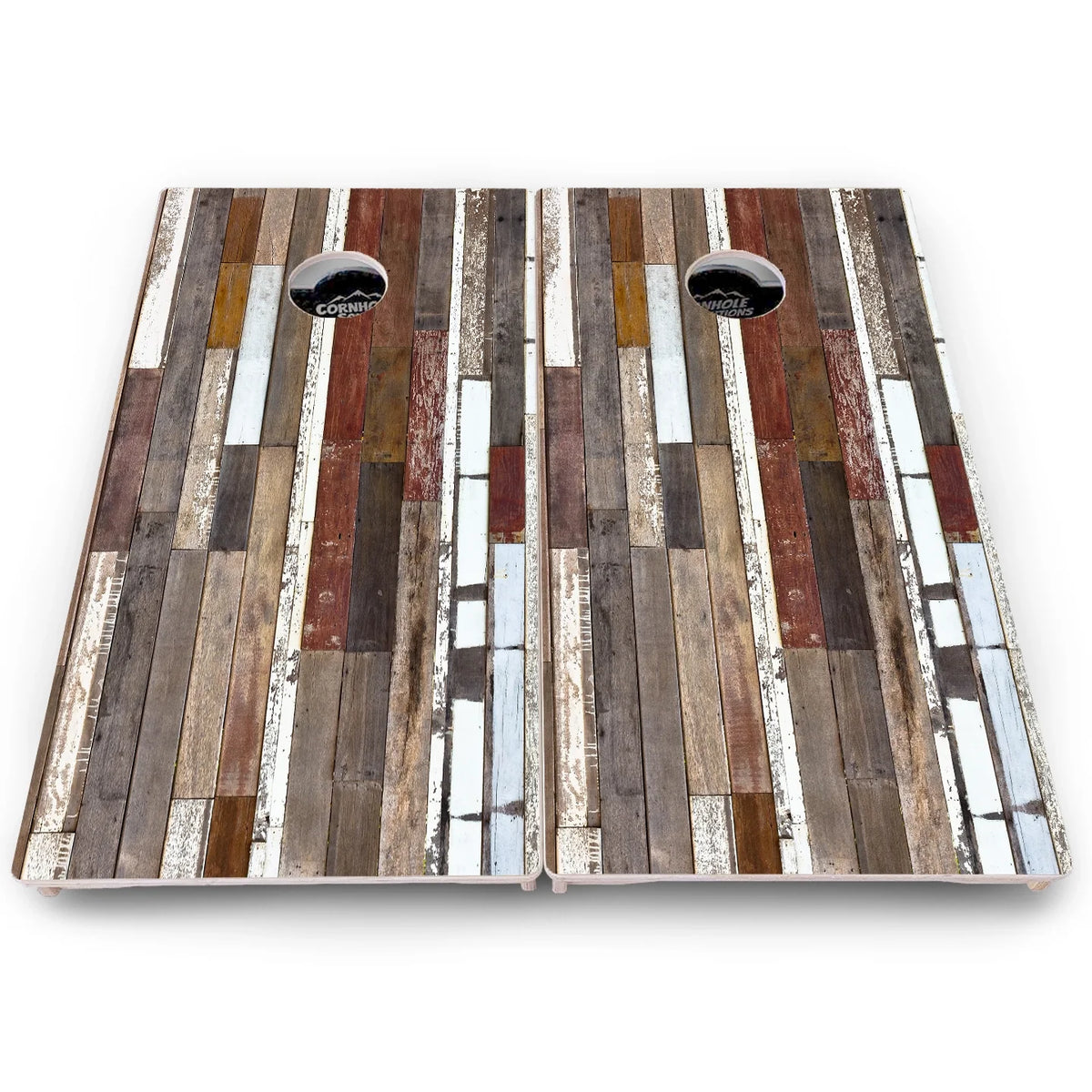 Rustic Mixed Woodgrain Cornhole Boards – Pro Lite or Pro Elite